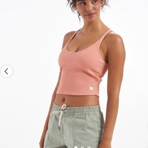 Worn 1 x  Vuori Ribbed Cropped Tank Large  Cinnamon